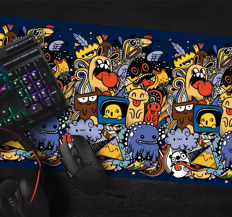 Mouse pad de gaming com figuras animadas vibrantes - TenStickers