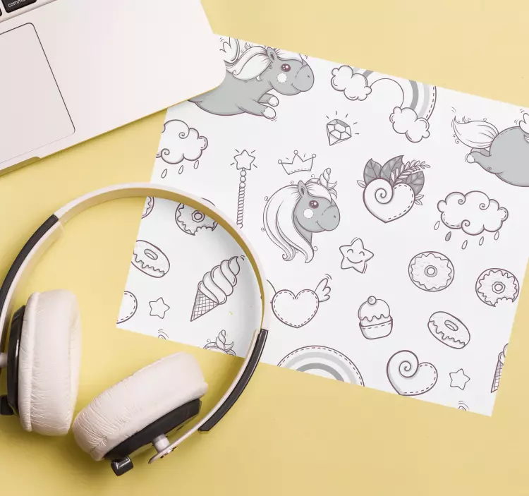 Mouse pad de gaming com personagens de unicórnio fofos - TenStickers
