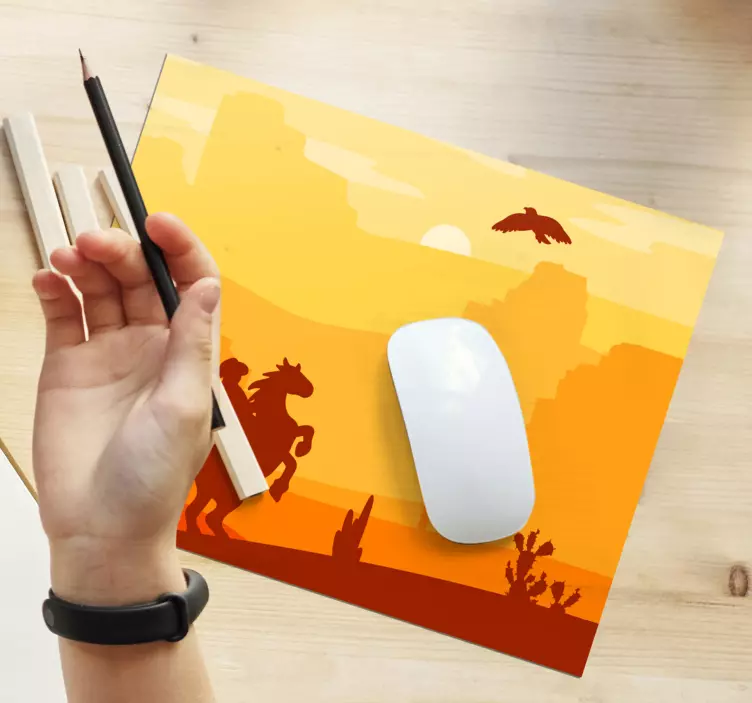 Mouse pad de gaming silhueta de cowboy - TenStickers