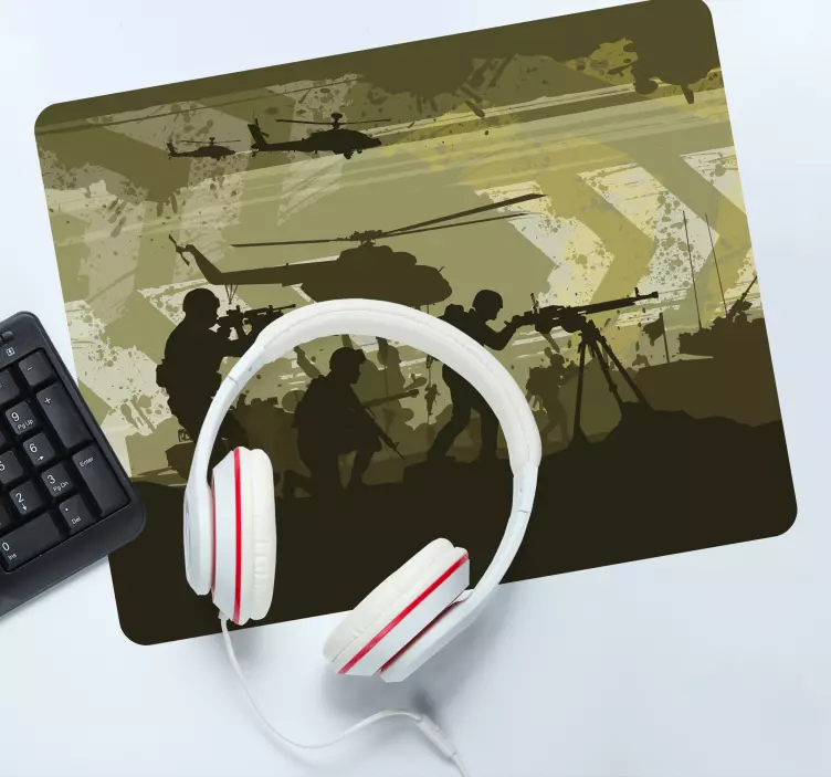 Mouse pad de gaming silhuetas de ação militar - TenStickers