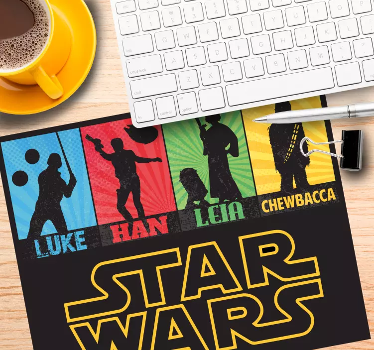 Mouse pad de gaming silhuetas de personagens icônicos - TenStickers