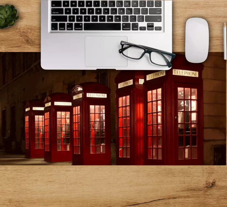 Mouse pad mapa mundo cabines telefônicas vermelhas - TenStickers