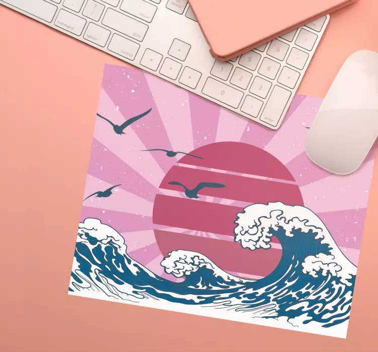 Mouse pad mapa mundo cena estilizada do oceano - TenStickers