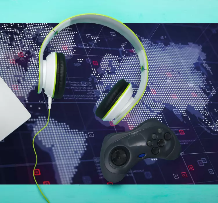 Mouse pad mapa mundo com coordenadas globais interativas - TenStickers