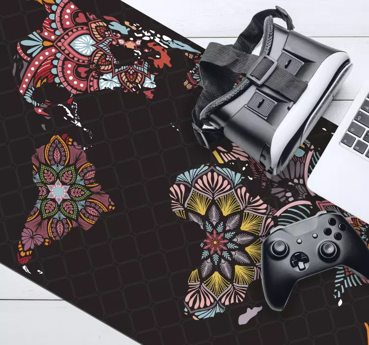 Mouse pad mapa mundo com padrões coloridos - TenStickers