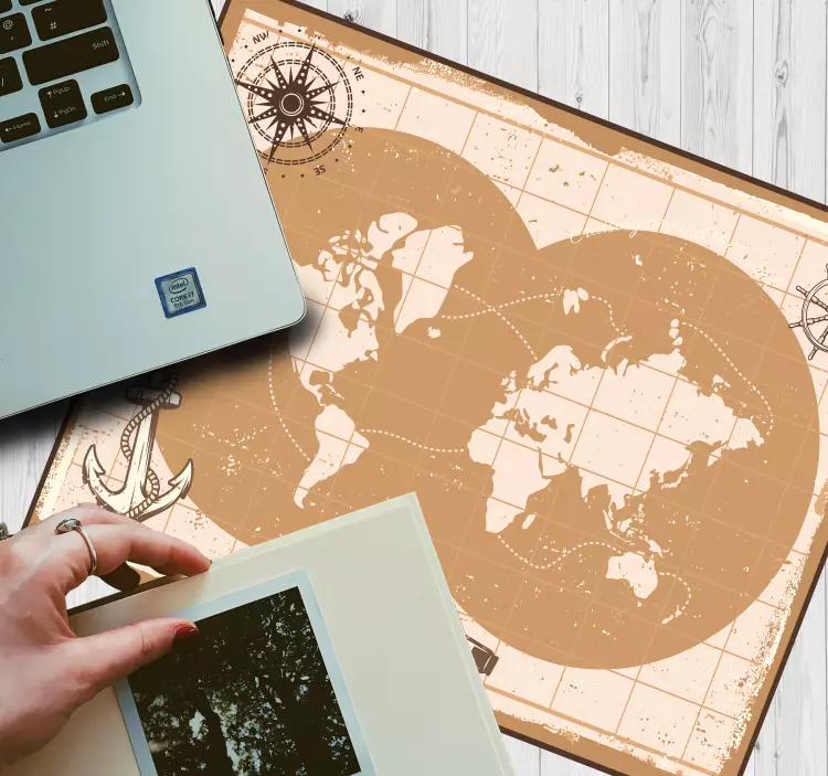 Mouse pad mapa mundo mapa mundi náutico - TenStickers