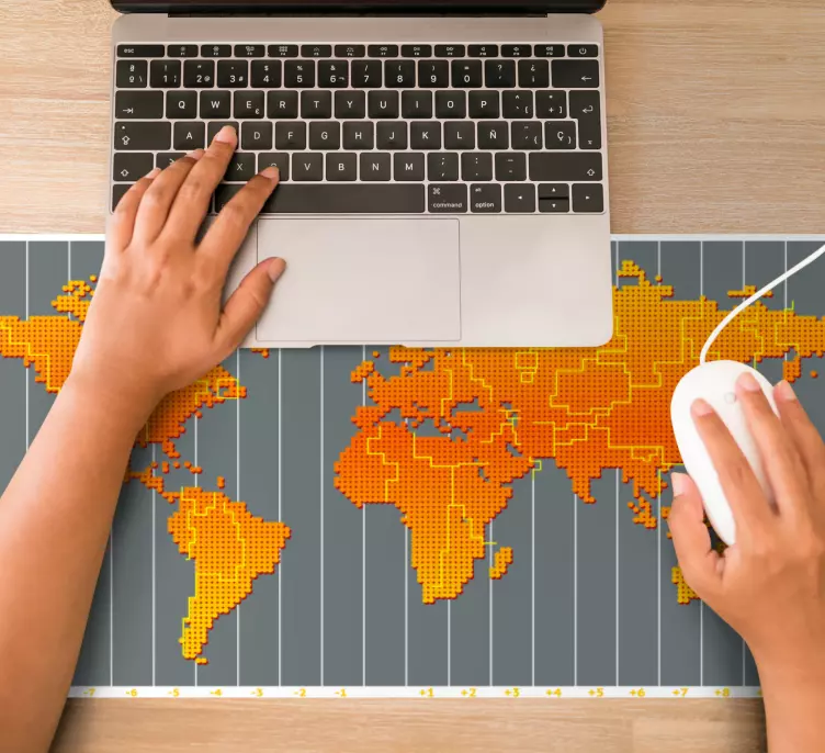 Mouse pad mapa mundo mapa-múndi pixelado - TenStickers