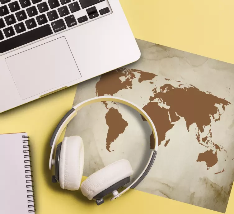 Mouse pad mapa mundo marrom vintage - TenStickers