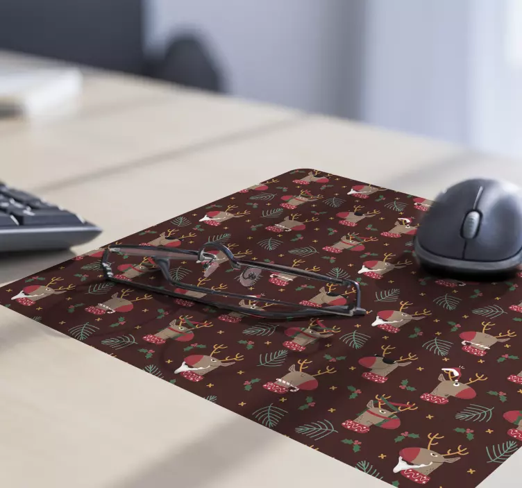 Mouse pad natal com estampa de renas festivas - TenStickers
