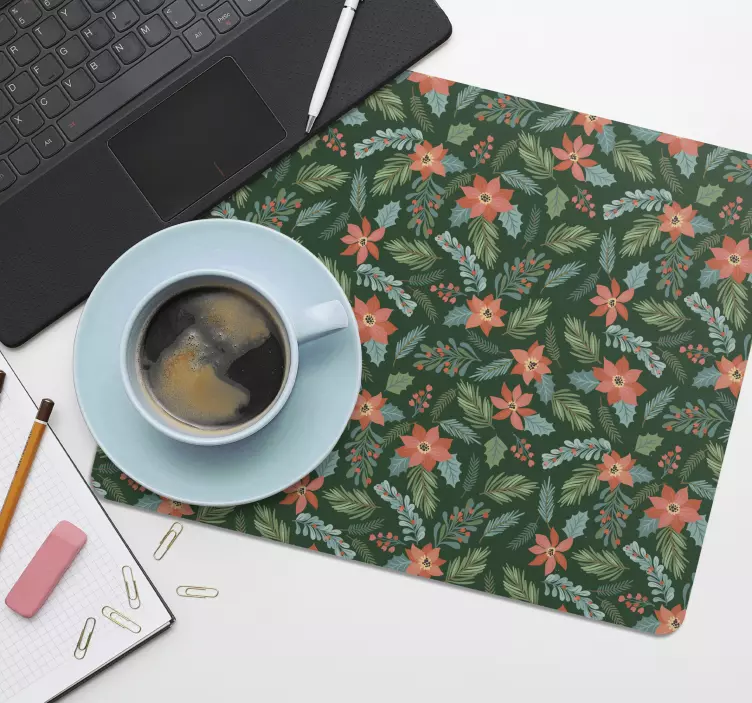 Mouse pad natal com estampa floral festiva - TenStickers