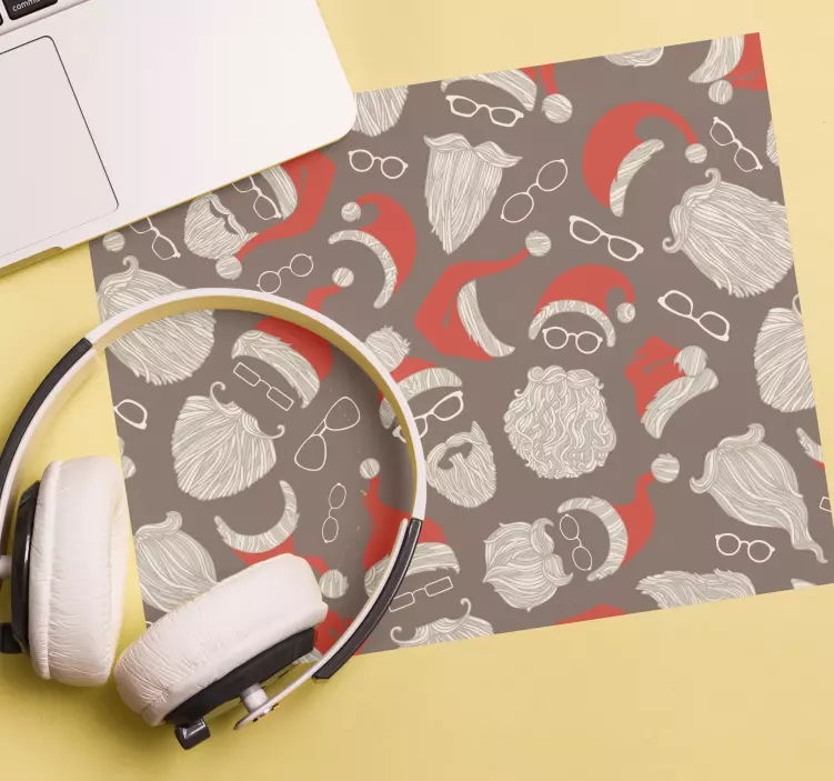 Mouse pad natal com padrões festivos de barba - TenStickers