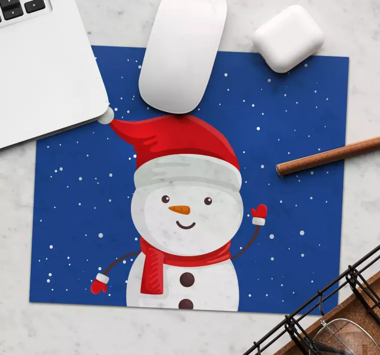 Mouse pad natal personagem de boneco de neve alegre - TenStickers