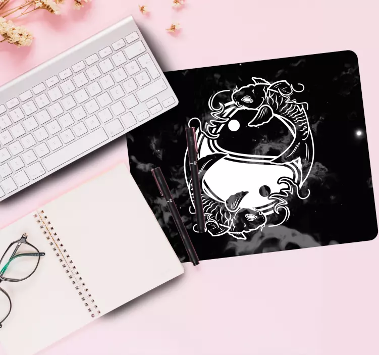 Mouse pad originais arte de peixes yin yang - TenStickers