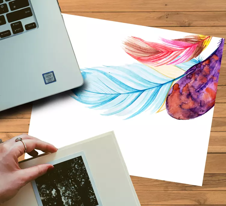 Mouse pad originais arte de penas coloridas - TenStickers