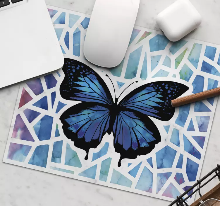 Mouse pad originais arte em mosaico de borboleta - TenStickers