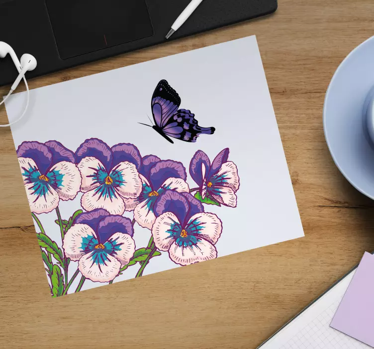 Mouse pad originais borboleta floral roxa - TenStickers