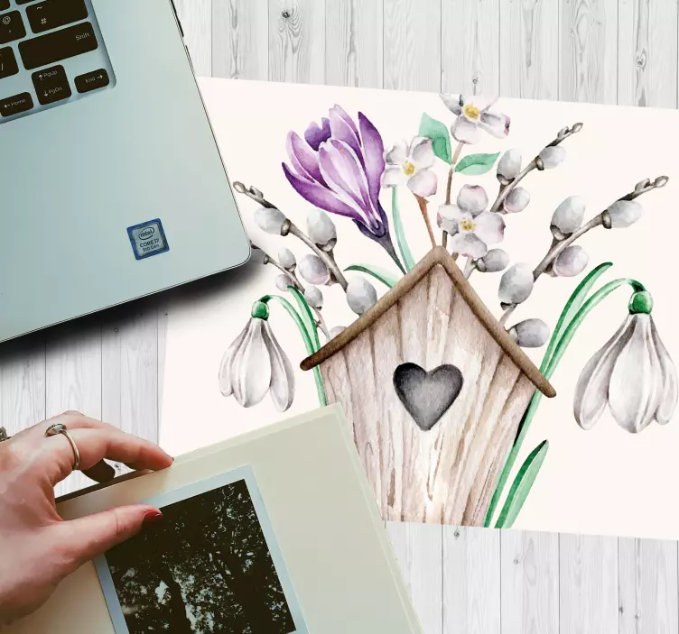 Mouse pad originais bouquet de casa de pássaros encantador - TenStickers