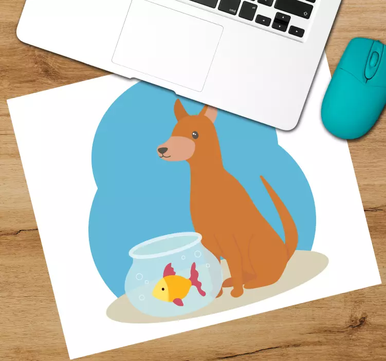 Mouse pad originais cão brincalhão assistindo peixes - TenStickers