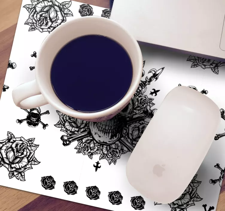 Mouse pad originais caveira floral intricada - TenStickers