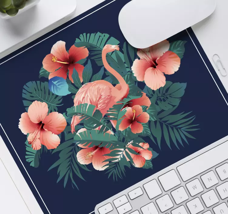 Mouse pad originais cena floral de flamingo - TenStickers