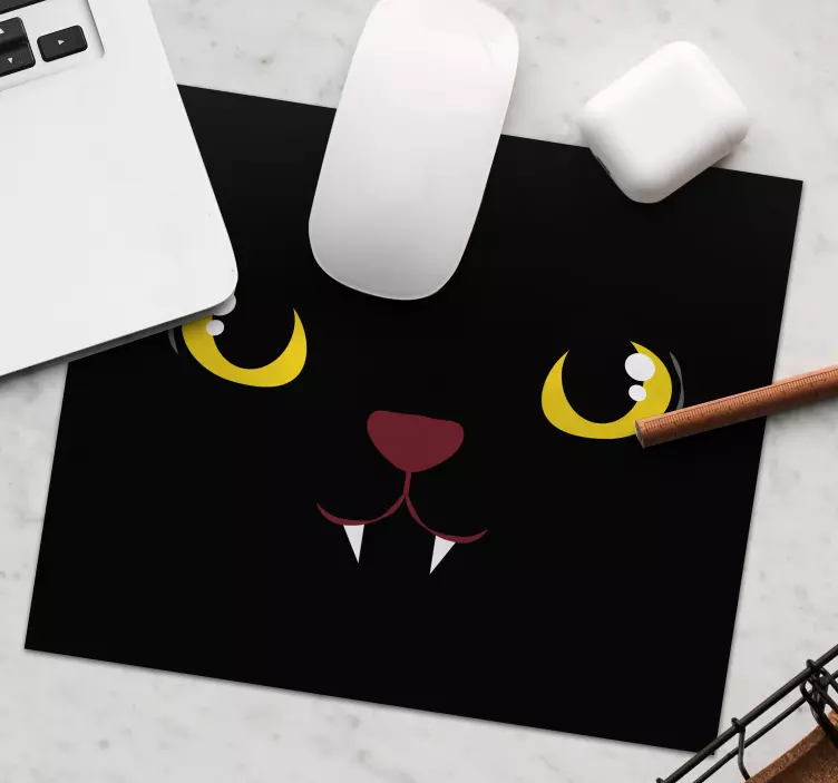 Mouse pad originais com características faciais de gato - TenStickers