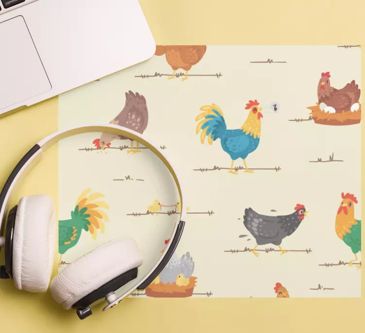 Mouse pad originais com estampas de galinhas coloridas - TenStickers