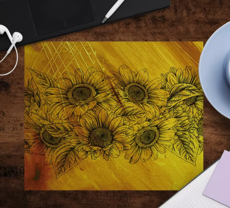 Mouse pad originais com padrão floral de girassol - TenStickers