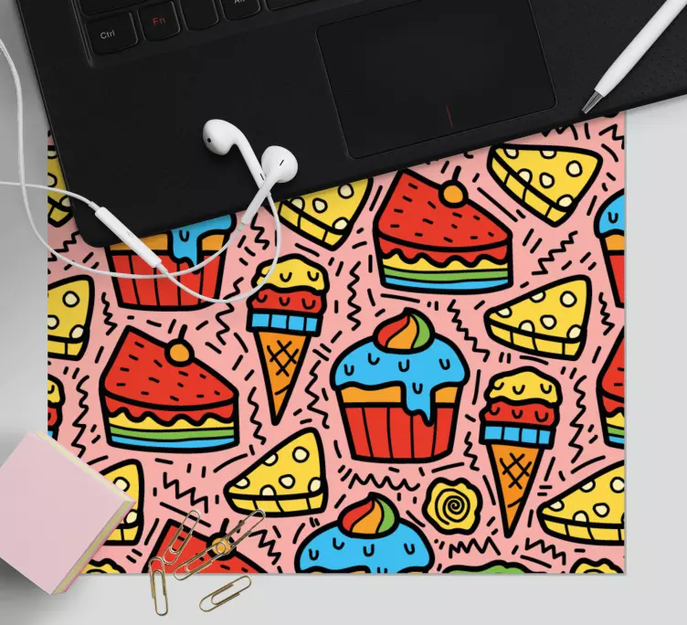 Mouse pad originais com padrões de sobremesas coloridas - TenStickers