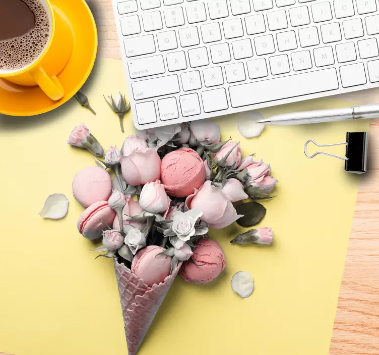 Mouse pad originais cone de sorvete floral - TenStickers