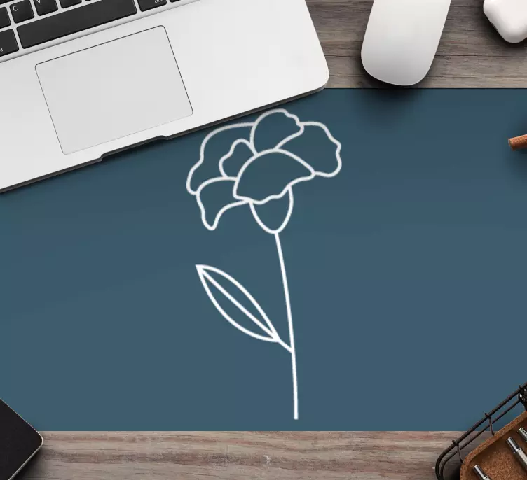 Mouse pad originais contorno de flor minimalista - TenStickers