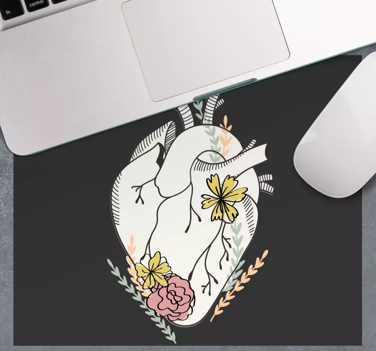 Mouse pad originais coração anatômico floral - TenStickers