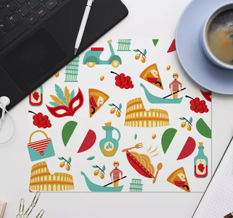 Mouse pad originais da colorida culinária italiana - TenStickers