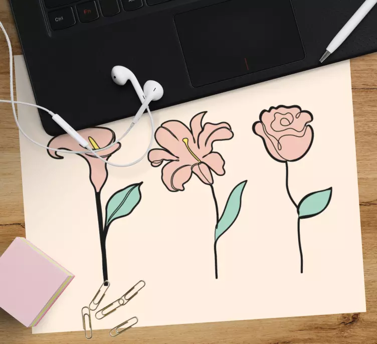 Mouse pad originais elegância floral trio - TenStickers