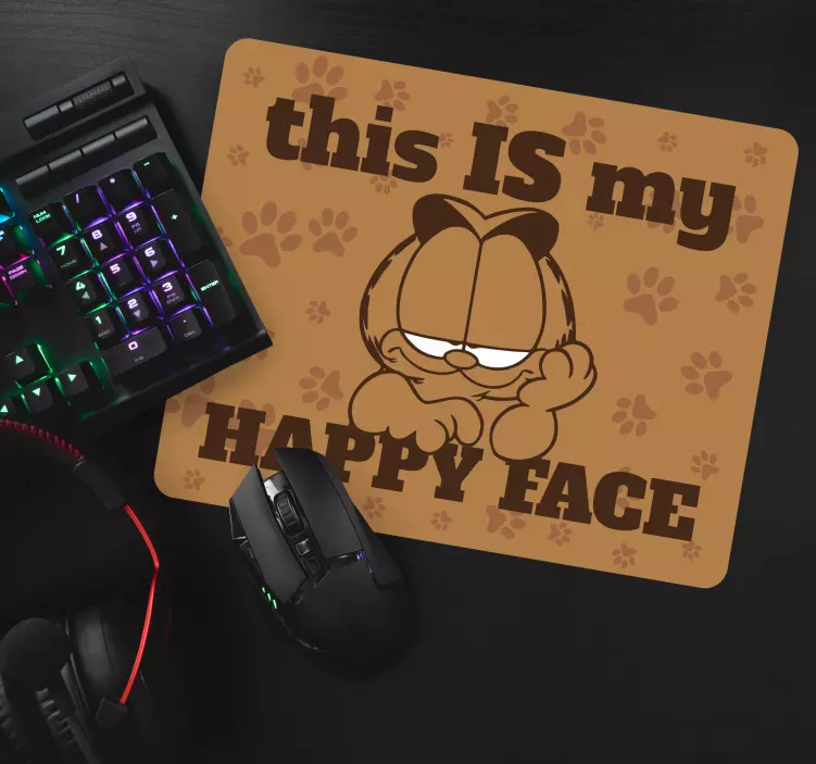 Mouse pad originais garfield expressão feliz - TenStickers