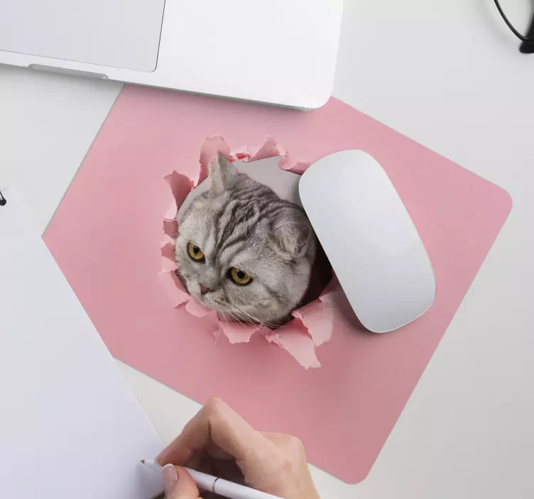 Mouse pad originais gato rompendo a barreira - TenStickers