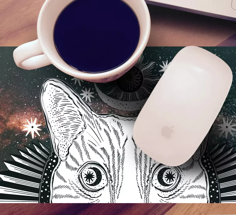 Mouse pad originais ilustração de gato celestial - TenStickers