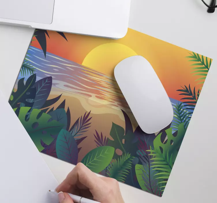 Mouse pad originais oásis de pôr do sol tropical - TenStickers