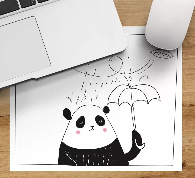 Mouse pad originais panda brincalhão com guarda-chuva - TenStickers