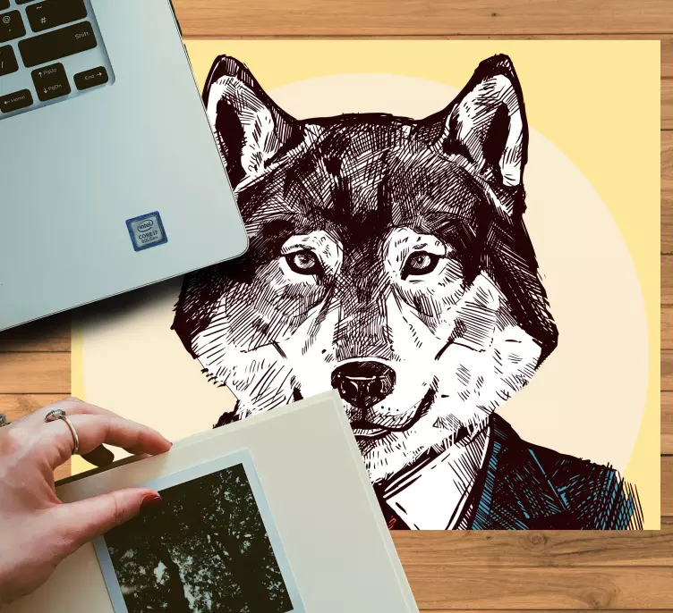 Mouse pad originais retrato de lobo elegante - TenStickers