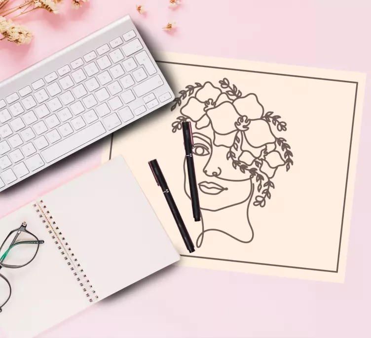 Mouse pad originais retrato floral elegante - TenStickers