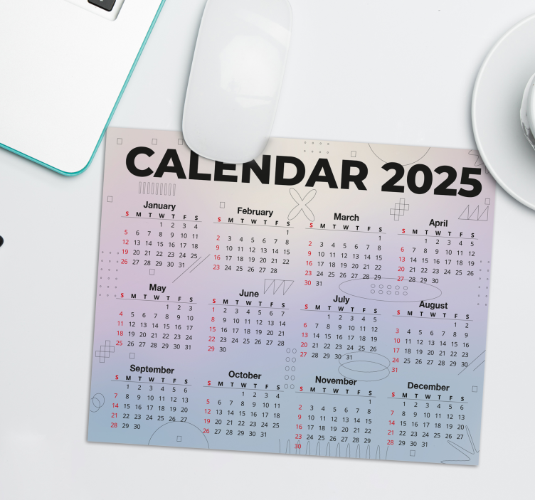 Tapete de rato calendário 2025 - TenStickers