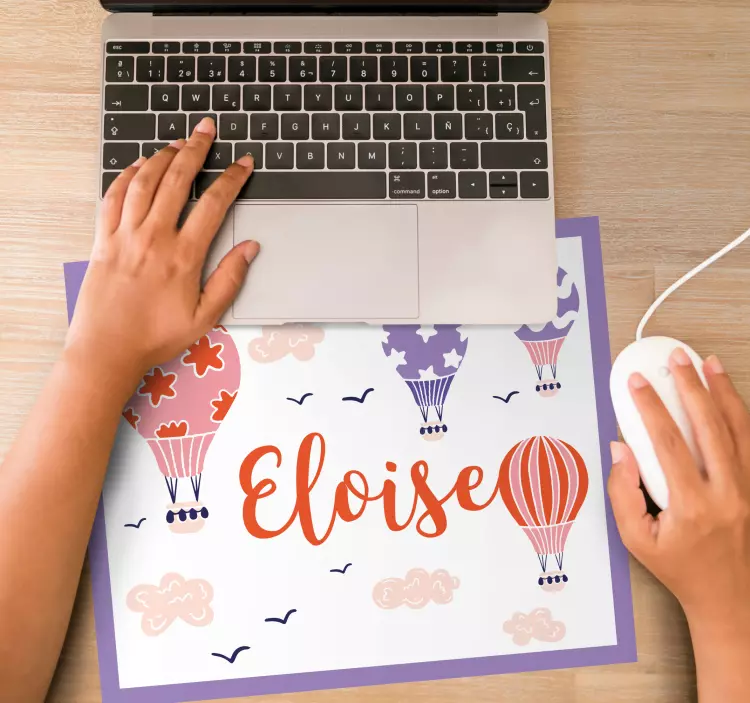 Tapetes de rato com nome Balões rosa e roxo - TenStickers