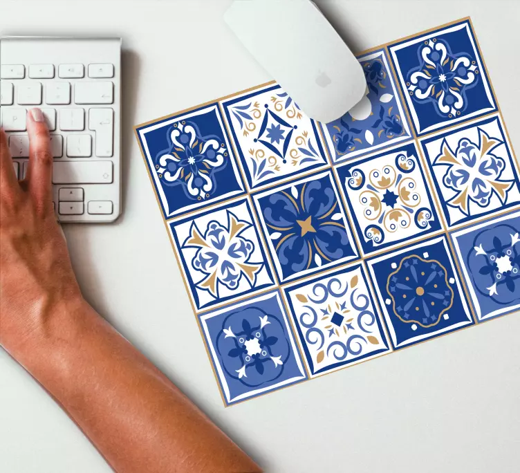 Tapetes de rato com texturas e padrões Azulejo vintage azul e mar - TenStickers