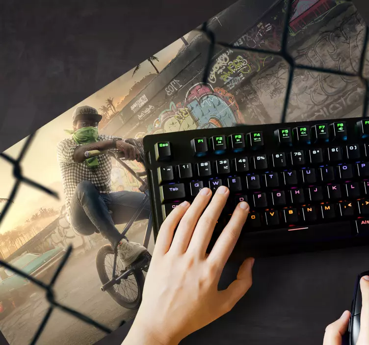 Tapetes de rato de gaming Gta homem afro de bicicleta - TenStickers