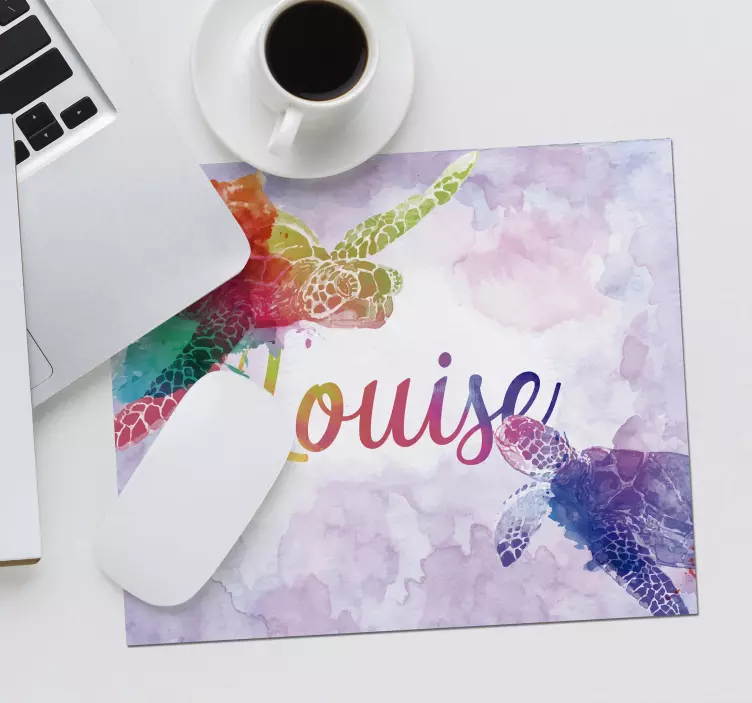 Tapetes de rato Tartarugas coloridas com nome - TenStickers