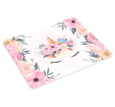 Mouse pad de anime face de unicórnio floral - TenStickers