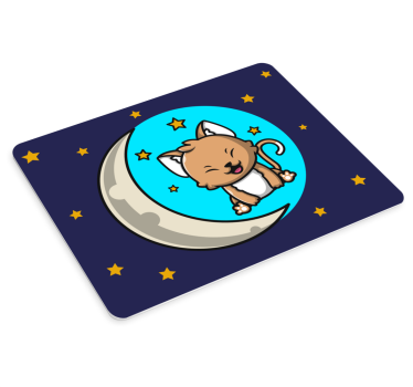 Mouse pad de anime gato fofo na lua - TenStickers