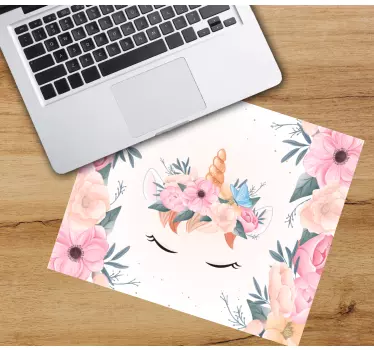 Mouse pad de anime face de unicórnio floral - TenStickers