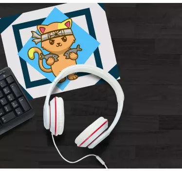 Mouse pad de anime gato guerreiro fofo - TenStickers