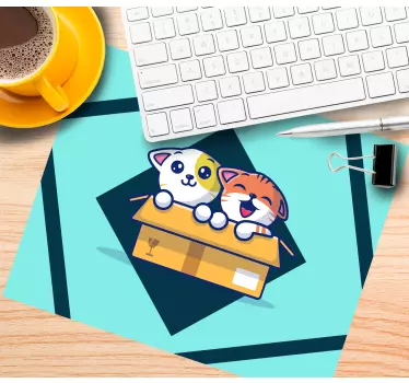Mouse pad de anime gatos fofos brincando - TenStickers